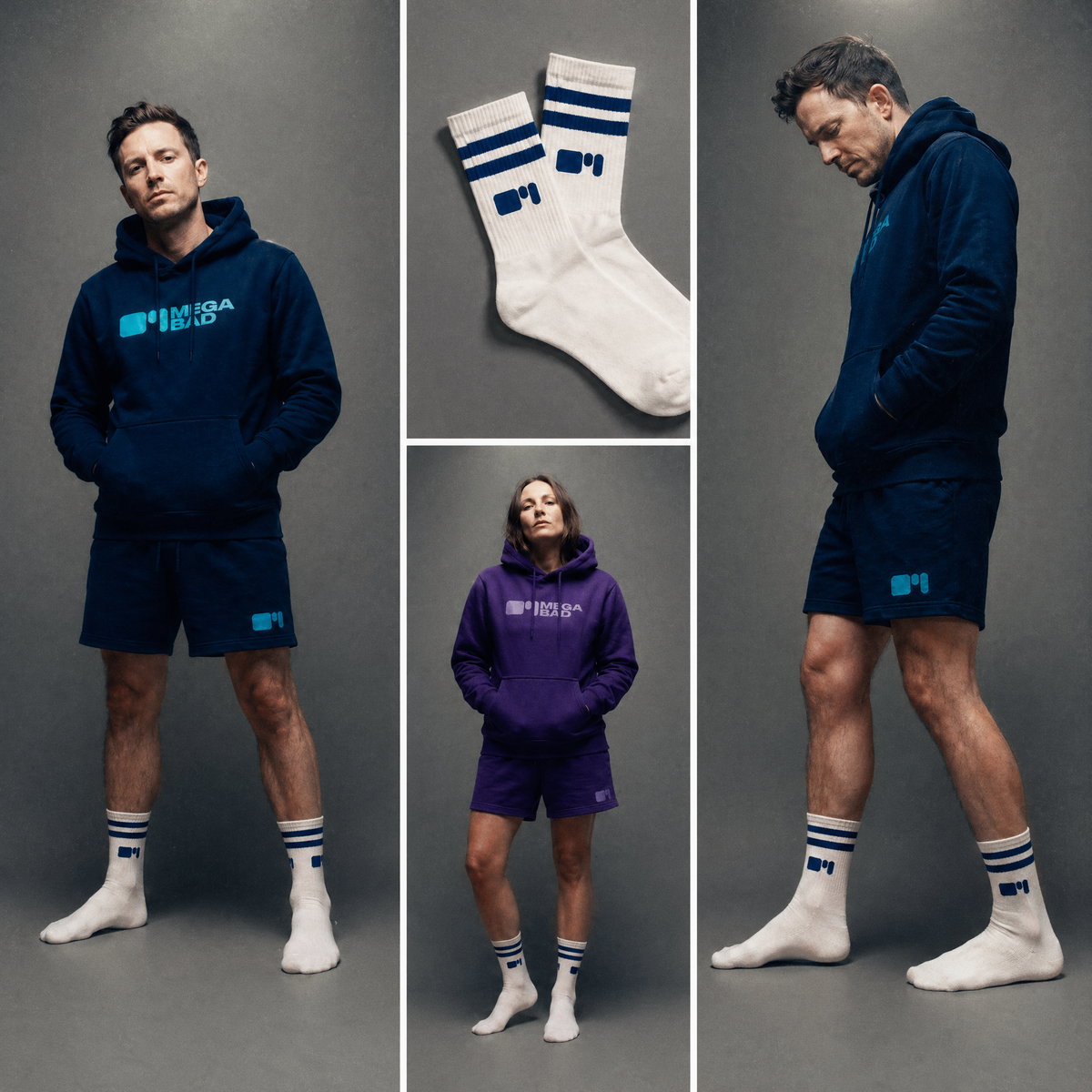 MEGABAD Socken gestreift weiß-blau