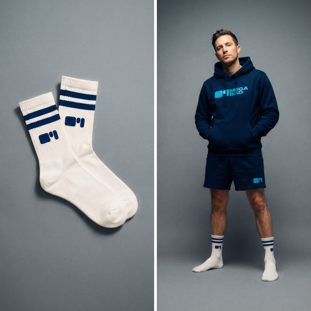 MEGABAD Socken gestreift weiß-blau